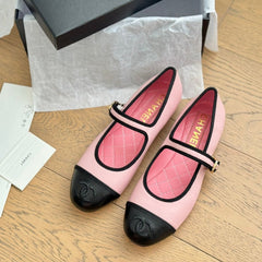 Double C Marry Jane Shoes Light Pink Lambskin