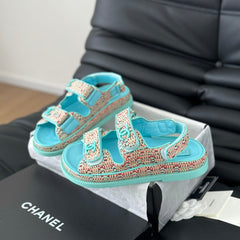 Dad Sandals Sheepskin  Azure Blue