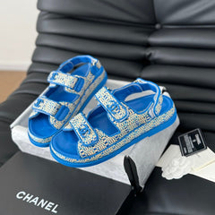 Dad Sandals Sheepskin  Cobalt Blue