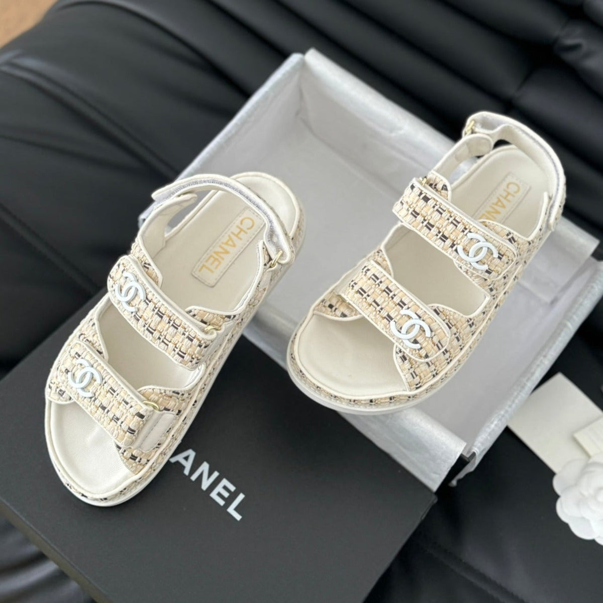 Dad Sandals Sheepskin Beige Cream