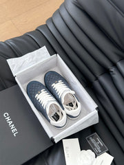 CC SNEAKER IN AEGEAN BLUE MIX WHITE EMBROIDERED LAMBSKIN