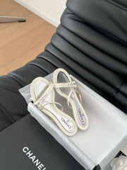 PEARL SANDAL IN WHITE LAMBSKIN 35 MM