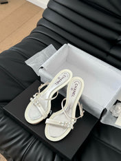 PEARL SANDAL IN WHITE LAMBSKIN 35 MM