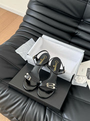 HIGH HEEL 75 MM SANDAL IN BLACK SHEEPSKIN