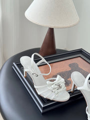 HIGH HEELS SANDALS IN WHITE SHEEPSKIN