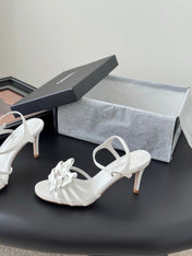 HIGH HEELS SANDALS IN WHITE SHEEPSKIN