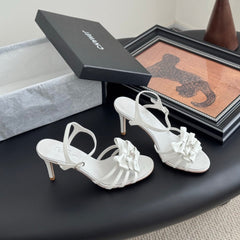 HIGH HEELS SANDALS IN WHITE SHEEPSKIN