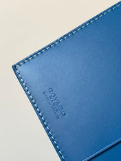 RICHELIEU CHECKBOOK WALLET 19 IN SAPPHIRE BLUE GOYARDINE CANVAS AND CALFSKIN