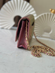 CHANEL 25S WALLET ON CHAIN 19 IN METALLIC PURPLE LAMBSKIN