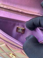 CHANEL 25S WALLET ON CHAIN 19 IN METALLIC PURPLE LAMBSKIN