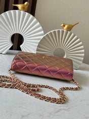 CHANEL 25S WALLET ON CHAIN 19 IN METALLIC PURPLE LAMBSKIN