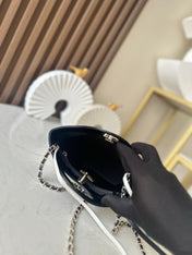CHANEL 26S MINI SHOPPING BAG 24 IN WHITE AND BLACK LAMBSKIN