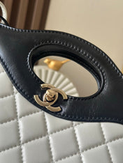 CHANEL 26S MINI SHOPPING BAG 24 IN WHITE AND BLACK LAMBSKIN
