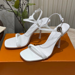 6AM HIGH SANDAL 95 MM IN WHITE PATENT LAMBSKIN