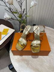 6AM HIGH SANDAL 95 MM IN GOLD LAMBSKIN