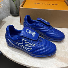 FOOTPRINT SOCCER SNEAKER IN COBALT BLUE CALFSKIN