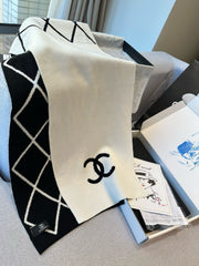 SCARF 180 CM IN BLACK MIX WHITE CASHMERE 401971