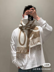 SCARF 180 CM IN CAMEL BEIGE MIX WHITE WOOL AND CASHMERE 415269
