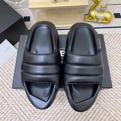 BALMAIN 25S BALMAIN MULES IN BLACK FULL CALFSKIN