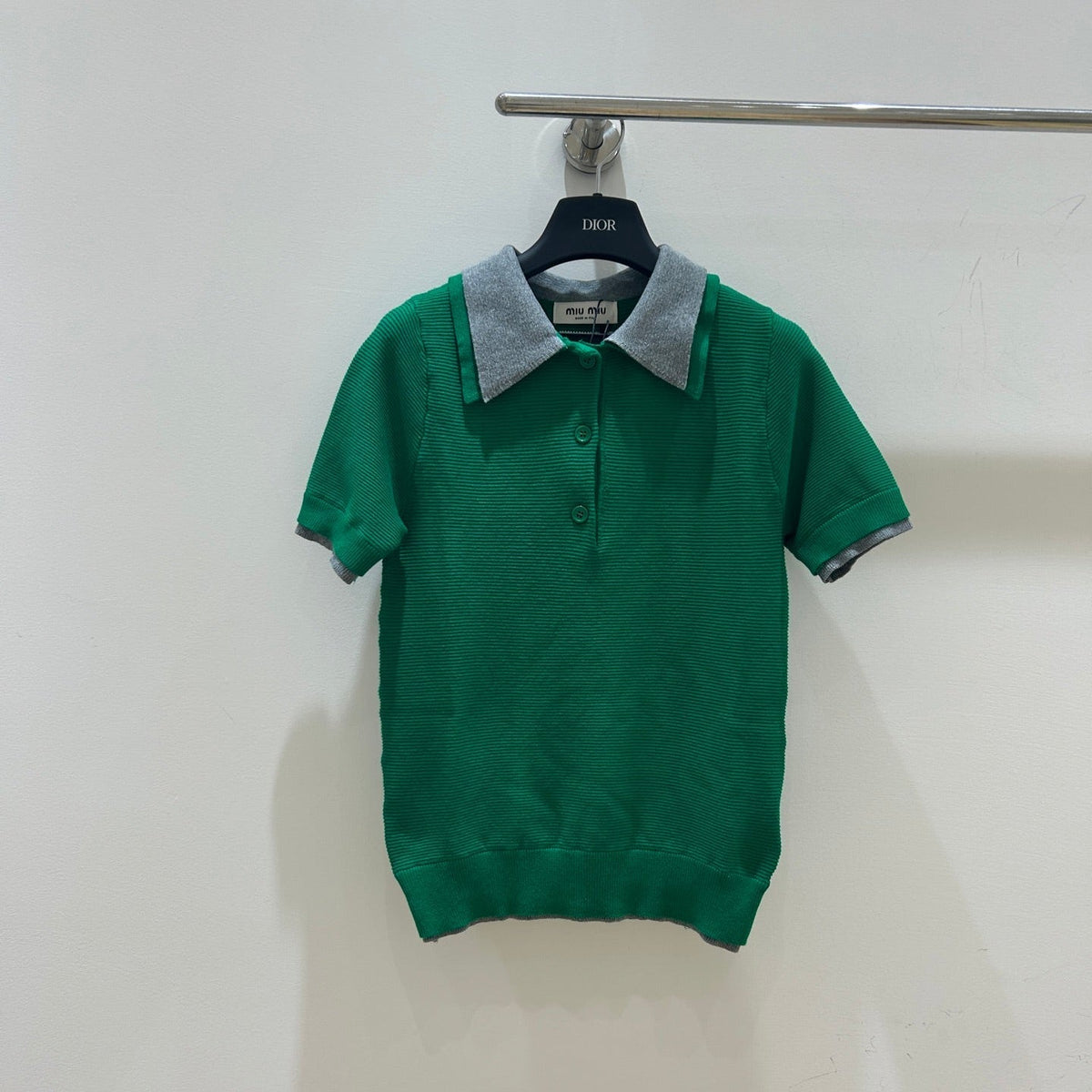 MIUMIU SHORT-SLEEVE KNIT POLO SHIRT STYLE 202