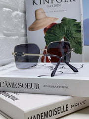 OVERSIZED BAGUETTE SQUARE FRAME SUNGLASSES 562043 IN METAL