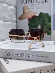 PANTHÈRE RIMLESS GEOMETRIC FRAME SUNGLASSES 562061 IN METAL