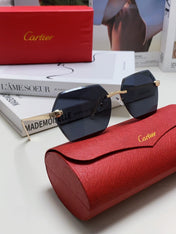 PANTHÈRE RIMLESS GEOMETRIC FRAME SUNGLASSES 562061 IN METAL