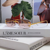 SANTOS RIMLESS RECTANGULAR FRAME SUNGLASSES 562068 IN METAL