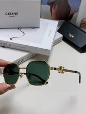 TRIOMPHE SUNGLASS 497821 IN GOLD METAL DARK TEAL LENSES