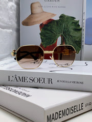 TRIOMPHE SUNGLASS 497822 IN GOLD METAL BROWN SMOKE LENSES