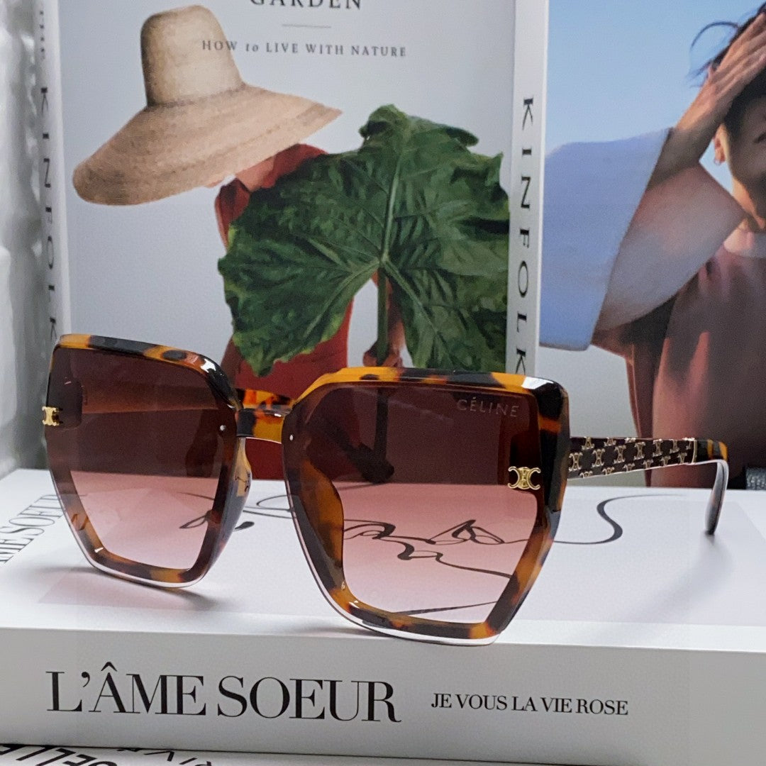 TRIOMPHE SUNGLASS 497830 IN HAVANA ACETATE EMBOSSED LOGO