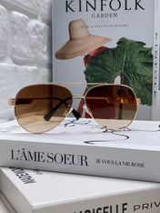 PILOT SUNGLASS 581363 IN GOLD METAL BROWN SMOKE LENSES