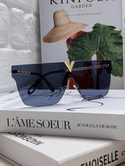 SQUARE SUNGLASS 581372 IN GOLD METAL GREY LENSES