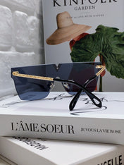 SQUARE SUNGLASS 581372 IN GOLD METAL GREY LENSES