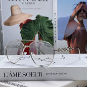 CHAIN PILOT SUNGLASS 581379 IN SILVER METAL LIGHT GREY SMOKE LENSES