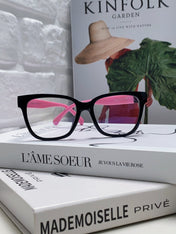 SQUARE SUNGLASSES 632888 IN BLACK AND PINK ACETATE