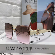 SQUARE SUNGLASSES 632891 IN WHITE ACETATE BROWN LENSES