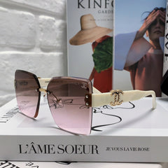 SQUARE SUNGLASSES 632891 IN WHITE ACETATE BROWN LENSES