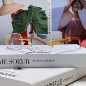 PANTHÈRE RECTANGULAR FRAME SUNGLASSES 555891 IN METAL AND WOODEN