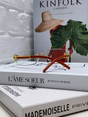 PANTHÈRE RECTANGULAR FRAME SUNGLASSES 555891 IN METAL AND WOODEN