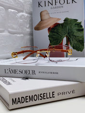 PANTHÈRE RECTANGULAR FRAME SUNGLASSES 555891 IN METAL AND WOODEN