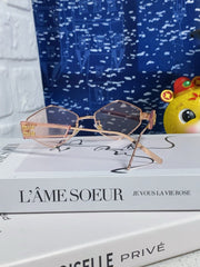 LOGO SUNGLASSES 560864 IN PINK CLEAR ACETATE GOLD METAL