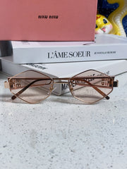 LOGO SUNGLASSES 560864 IN PINK CLEAR ACETATE GOLD METAL