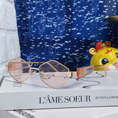 LOGO SUNGLASSES 560864 IN PINK CLEAR ACETATE GOLD METAL