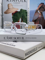 EMBOSSED LOGO DIAGONAL RECTANGULAR SUNGLASSES 563312 IN ACETATE