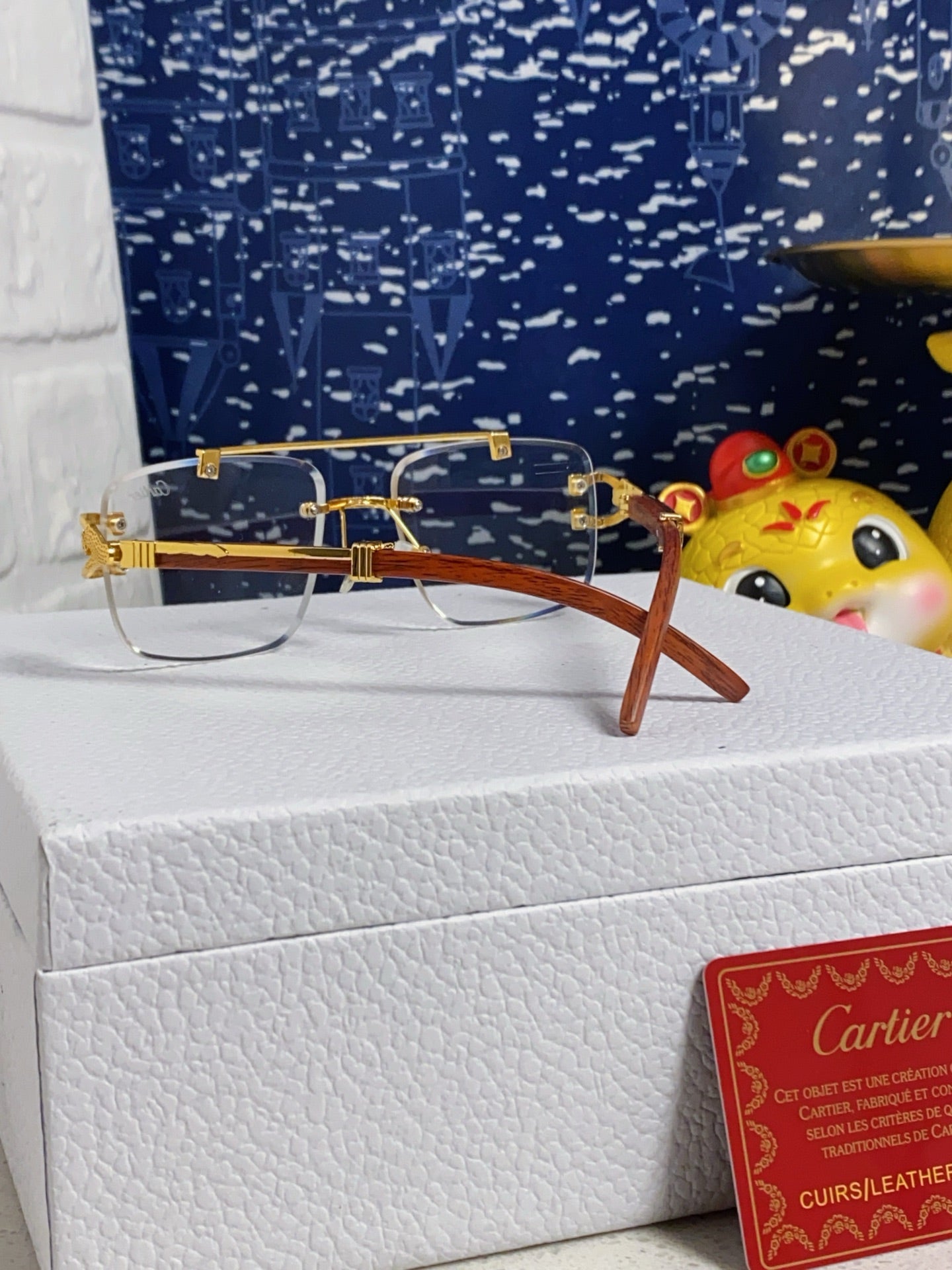 C DE SQUARE FRAME SUNGLASSES 522656 IN METAL AND WOODEN