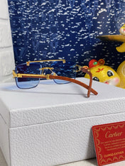 PANTHÈRE SQUARE FRAME SUNGLASSES 559671 IN METAL AND WOODEN