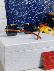 PANTHÈRE SQUARE FRAME SUNGLASSES 559671 IN METAL AND WOODEN