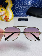 CAT EYE SUNGLASSES 641934 IN GOLD METAL PINK SMOKE LENSES