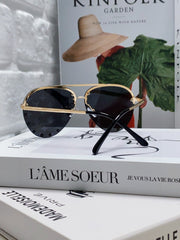 PARTY PILOT SUNGLASSES 567462 IN GOLD METAL MONOGRAM LOGO ON LENS